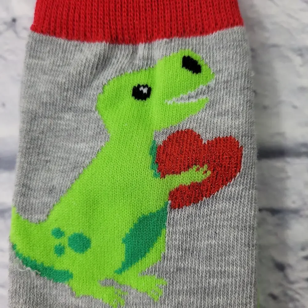 NWT Valentine T-Rex Heart You Are Dino-Mite Novelty Crew Socks size 4-10
